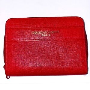 Christian Garets Paris Red Bifold Zip Snap Wallet